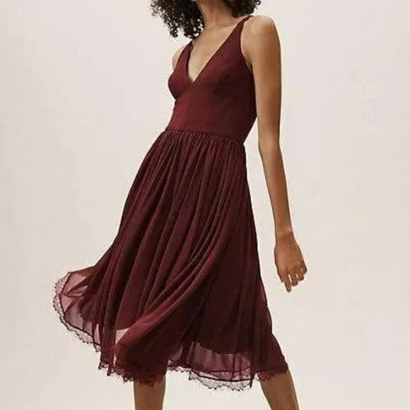 NWT Dress the Population Alicia Mixed Media Midi Dress in Burgundy. SZ XS - Picture 4 of 4